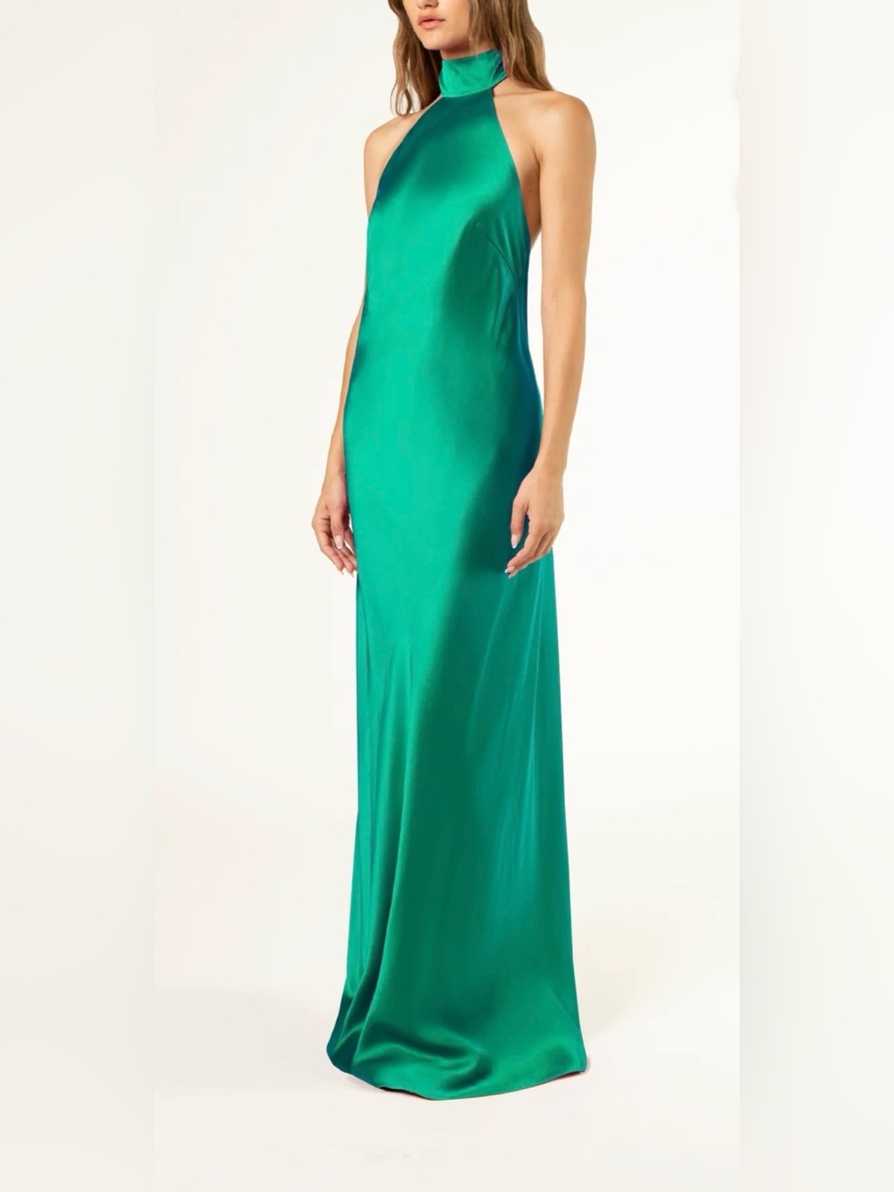 Halter Tie Neck Backless Gown~Emerald